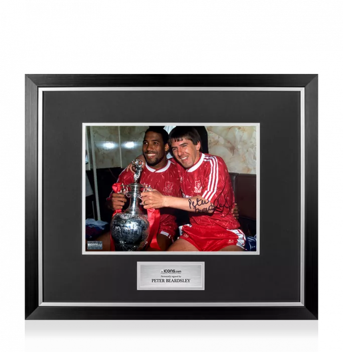Icons Peter Beardsley Signed Liverpool FC Photo In Premium Photo Frame: 1989-90 Division One Winner