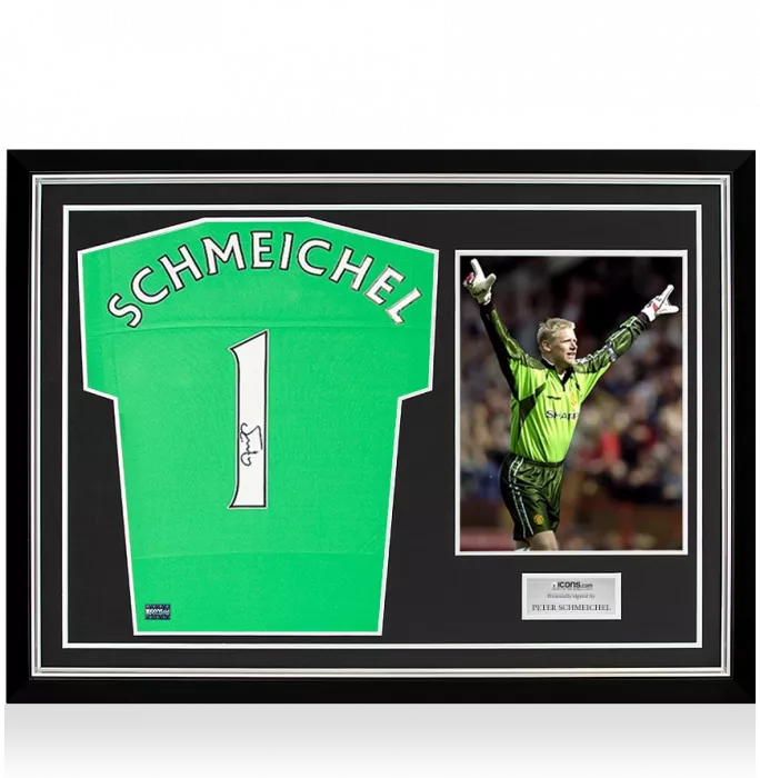 icons Peter Schmeichel Back Signed Manchester United Goalkeeper Shirt In Hero Frame: Option 1