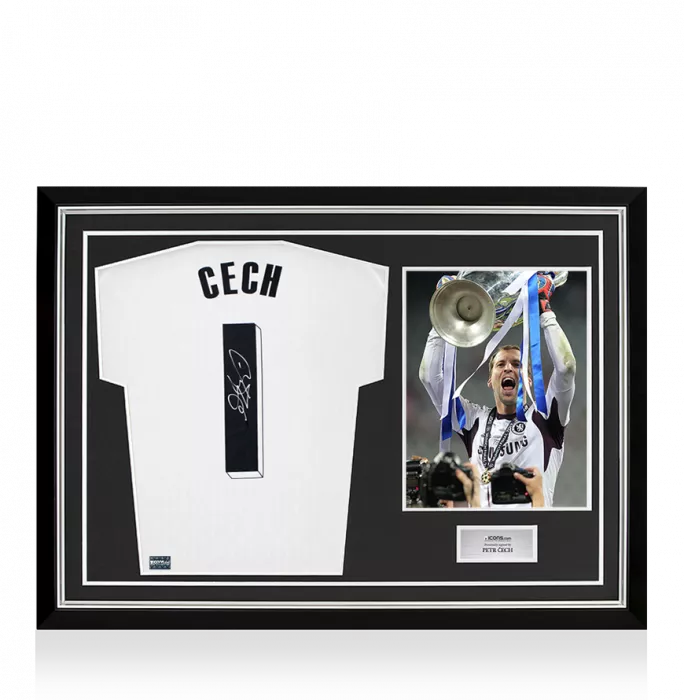 icons Petr Cech Back Signed Adidas TIRO Goalkeeper Shirt with Fan Style Number In Hero Frame: Option 1