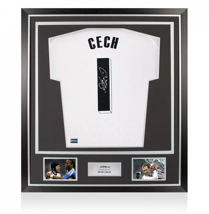 icons Petr Cech Back Signed Adidas TIRO Goalkeeper Shirt with Fan Style Number In Classic Frame