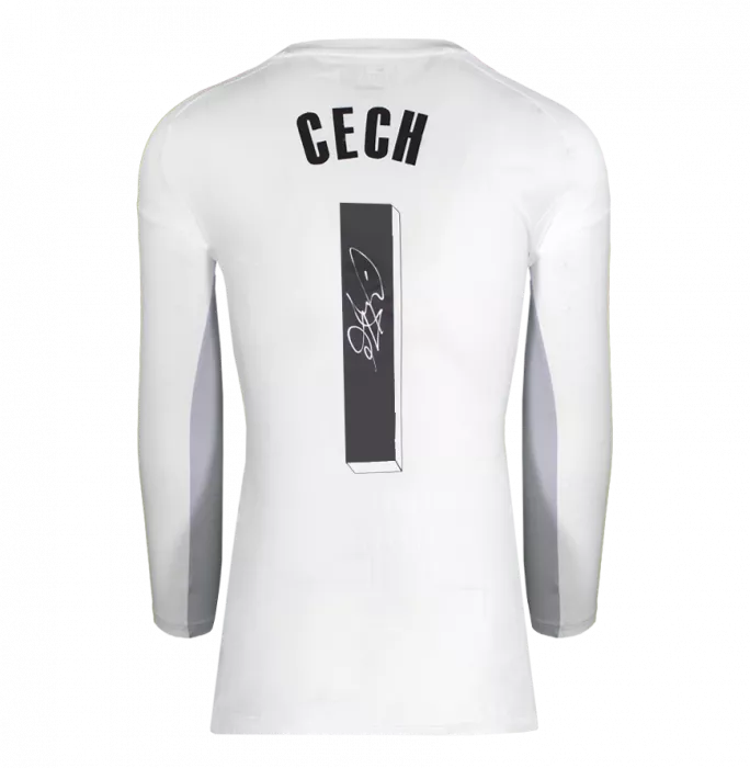 Icons Petr Cech Official UEFA Champions League Back Signed And Hero Framed Adidas TIRO Goalkeeper Shirt With Fan Style Number
