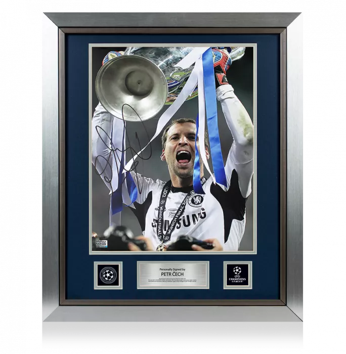 Icons Petr Cech Official UEFA Champions League Signed And Framed Chelsea Photo: 2012 Winner