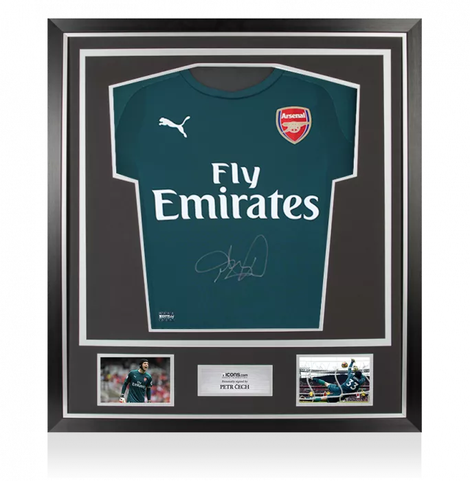icons Petr Cech Signed Arsenal 2017-18 Goalkeeper Shirt In Classic Frame