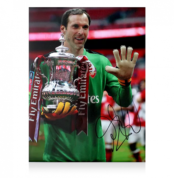 Icons Petr Cech Signed Arsenal Photo In Black Wooden Frame: 2017 FA Cup Winner