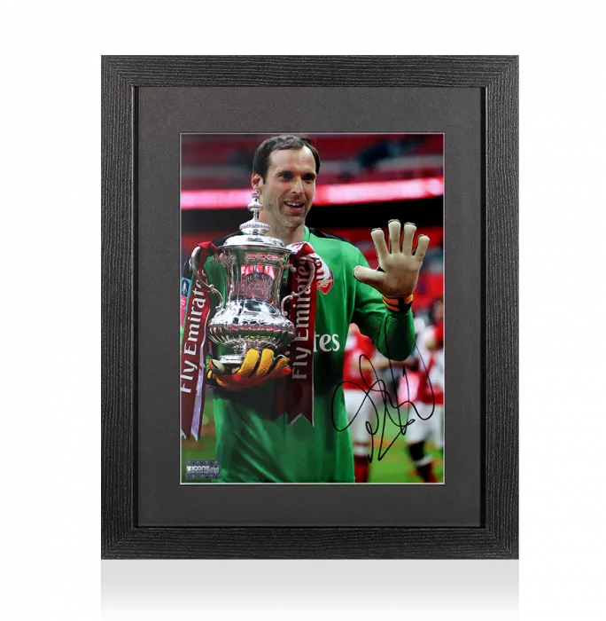 icons Petr Cech Signed Arsenal Photo In Black Wooden Frame: 2017 FA Cup Winner