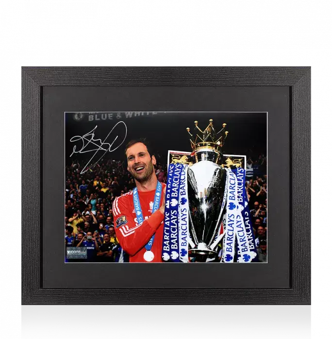 icons Petr Cech Signed Chelsea Photo In Black Wooden Frame: 2014-15 Premier League Winner
