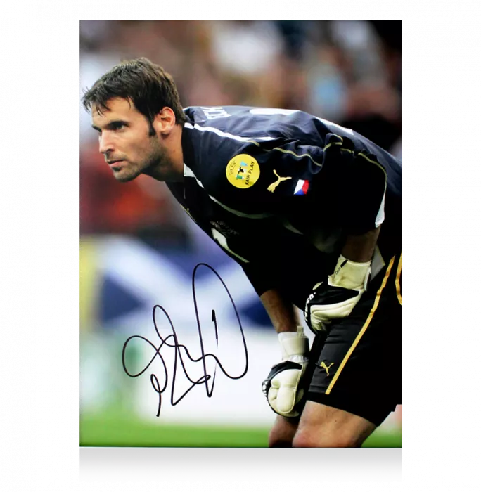 Icons Petr Cech Signed Czech Republic Photo In Black Wooden Frame: UEFA EURO 2004