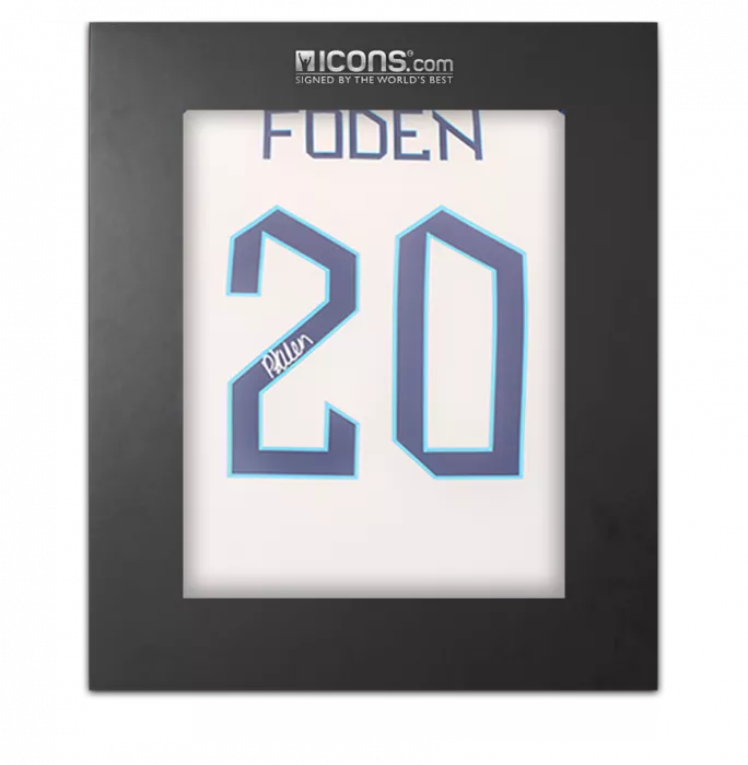 icons Phil Foden Back Signed England 2022-23 Home Shirt In Deluxe Packaging