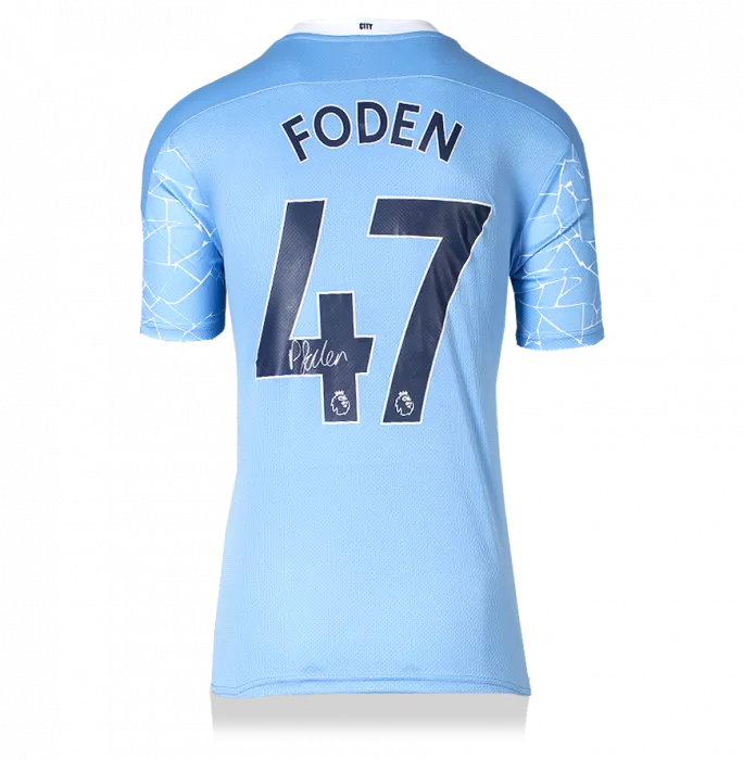 icons Phil Foden Back Signed Manchester City 2020-21 Home Shirt