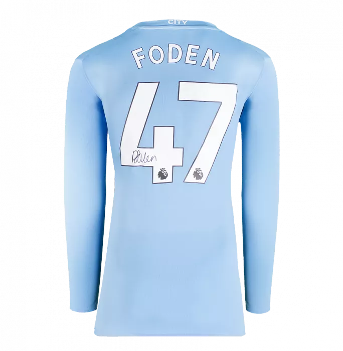 Icons Phil Foden Back Signed Manchester City 2023-24 Long Sleeved Home Shirt