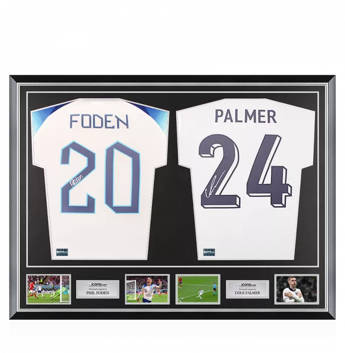 icons Phil Foden & Cole Palmer Signed England Shirts In Classic Dual Frame