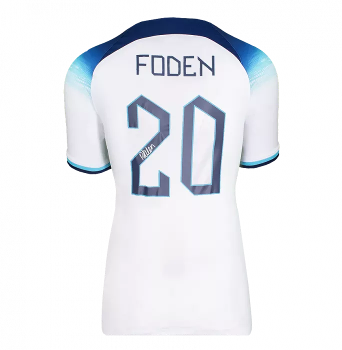 Icons Phil Foden Official 2022 FIFA World Cup™ Back Signed And Hero Framed England 2022-23 Home Shirt