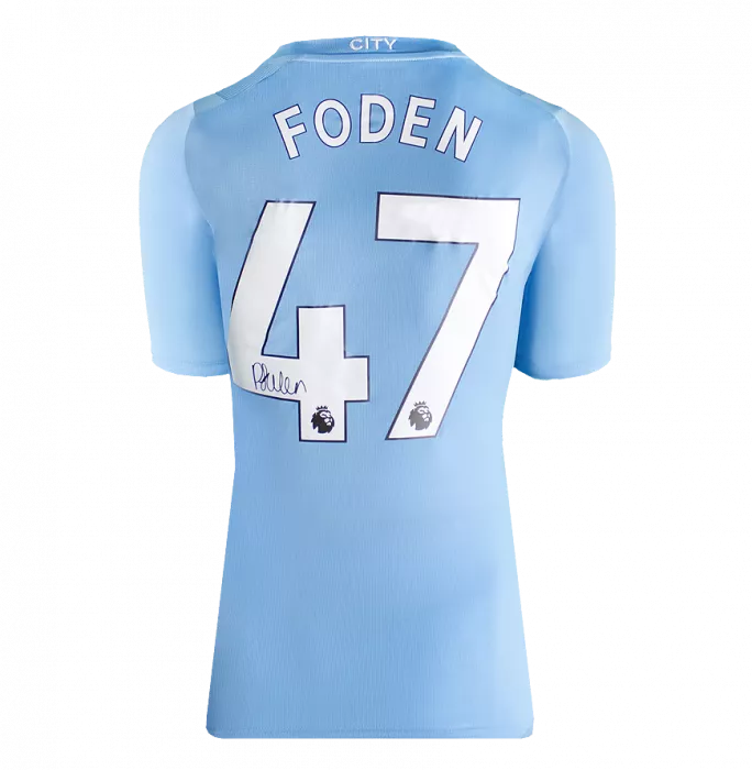 Icons Phil Foden Official UEFA Champions League Back Signed And Hero Framed Manchester City 2023-24 Home Shirt