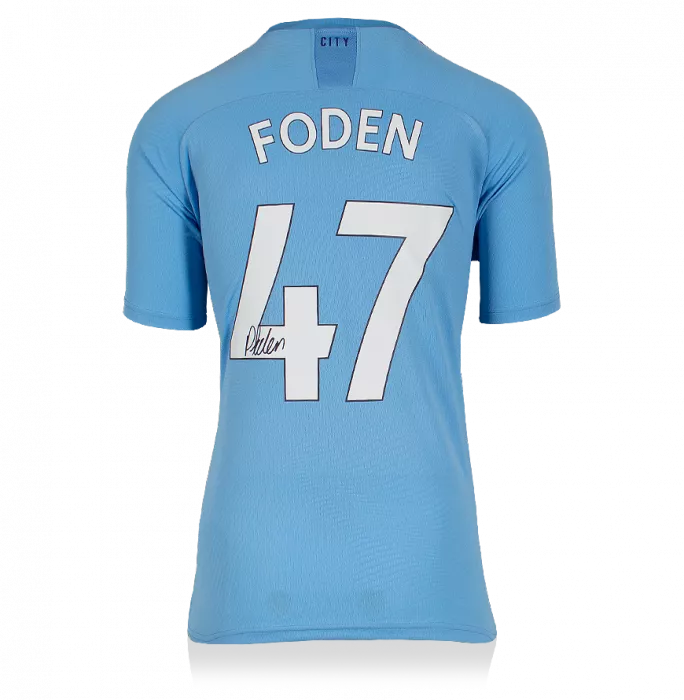 Icons Phil Foden Signed Manchester City 2019-20 Home Shirt With Fan Style Numbers