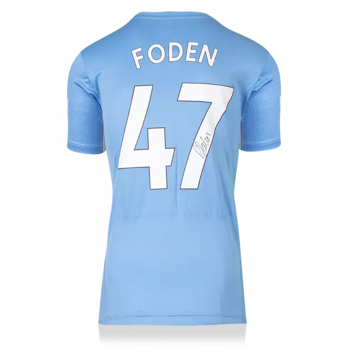 Icons Phil Foden Signed Manchester City 2021-22 Home Shirt In Hero Frame: Option 1