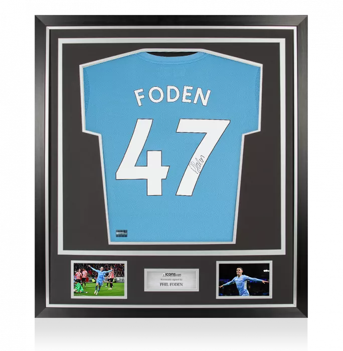 icons Phil Foden Signed Manchester City 2021-22 Home Shirt In Classic Frame