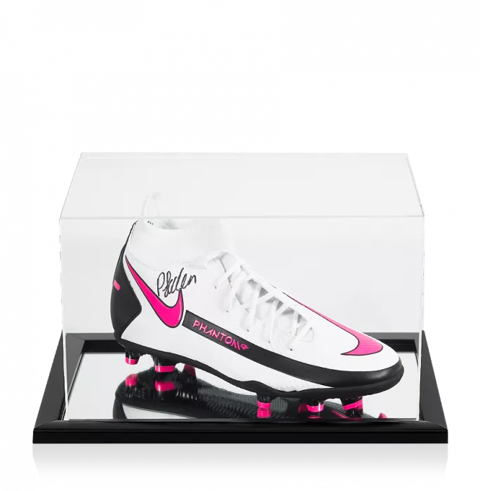 Icons Phil Foden Signed White Nike Phantom Boot In Acrylic Case
