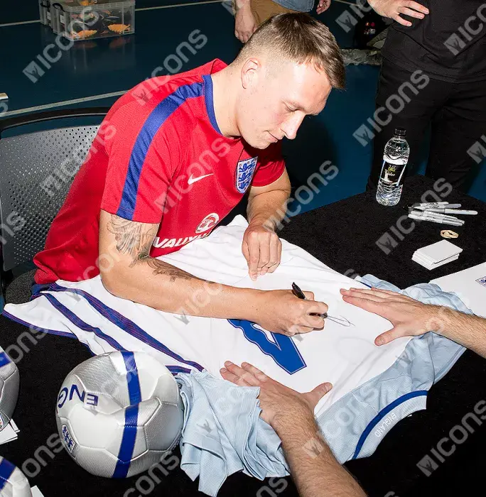 Icons Phil Jones England Back Signed 2016-17 Home Shirt