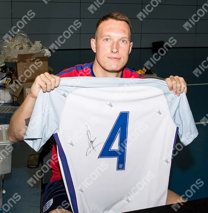 Icons Phil Jones England Back Signed 2016-17 Home Shirt