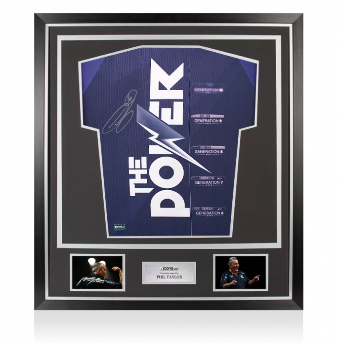 icons Phil Taylor Signed Polo Shirt - 'The Power' In Classic Frame