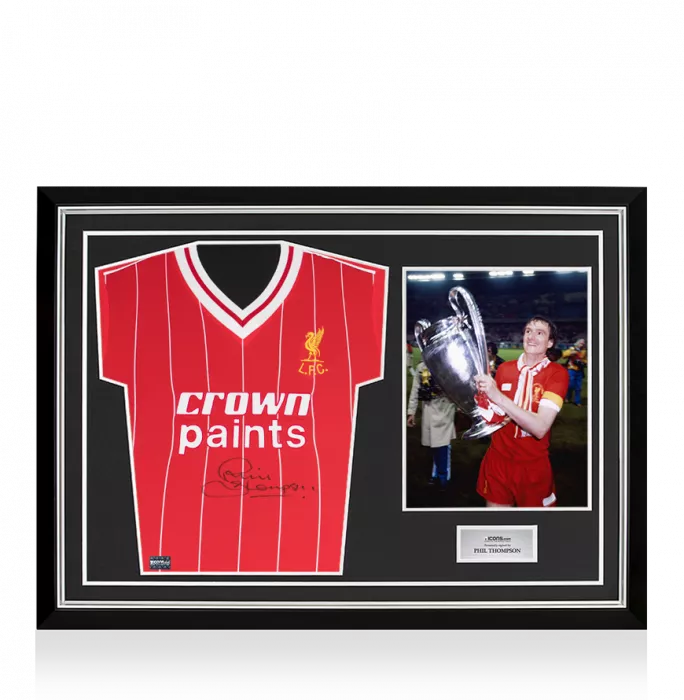 icons Phil Thompson Front Signed Liverpool 1982-83 Home Shirt In Hero Frame: Option 1