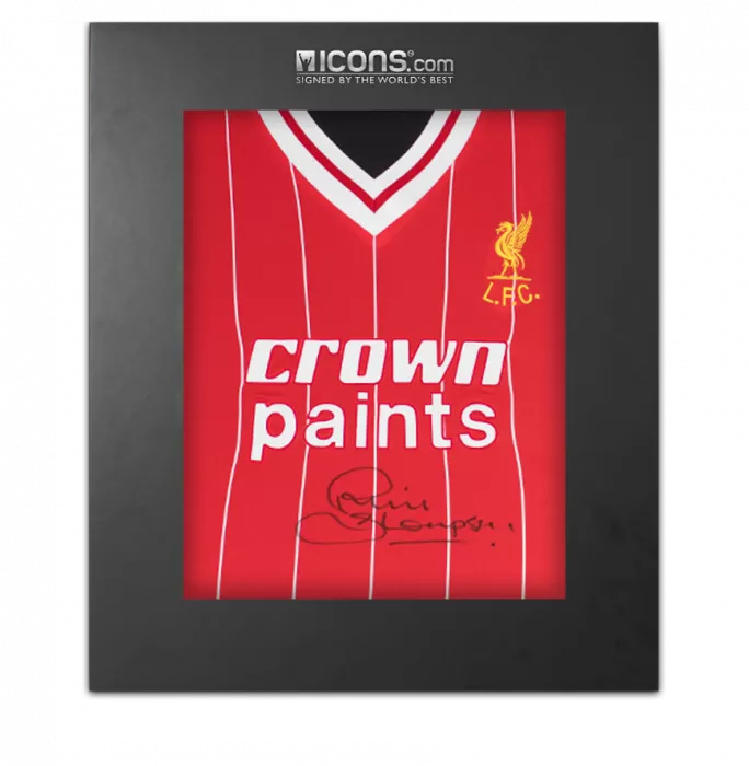 icons Phil Thompson Front Signed Liverpool 1982-83 Home Shirt In Deluxe Packaging