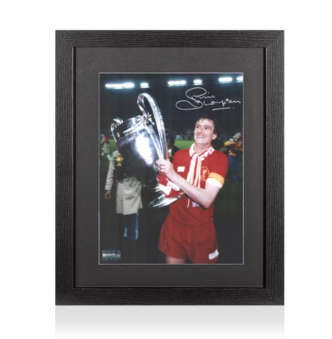 Icons Phil Thompson Signed Liverpool Photo In Black Wooden Frame: 1981 European Cup Winner