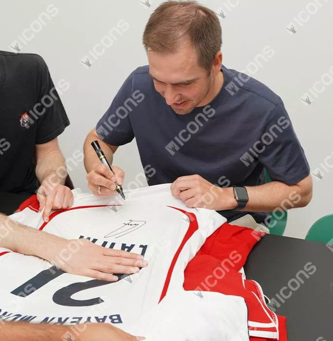 Icons Philipp Lahm Back Signed FC Bayern Munich 2006-07 Away Shirt In Classic Frame