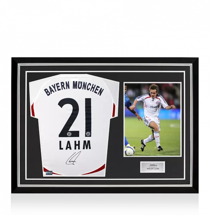icons Philipp Lahm Back Signed FC Bayern Munich 2006-07 Away Shirt In Hero Frame: Option 1