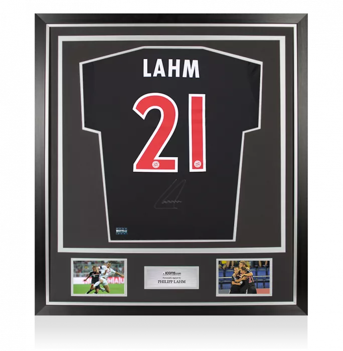 icons Philipp Lahm Back Signed FC Bayern Munich 2011-12 Third Shirt In Classic Frame