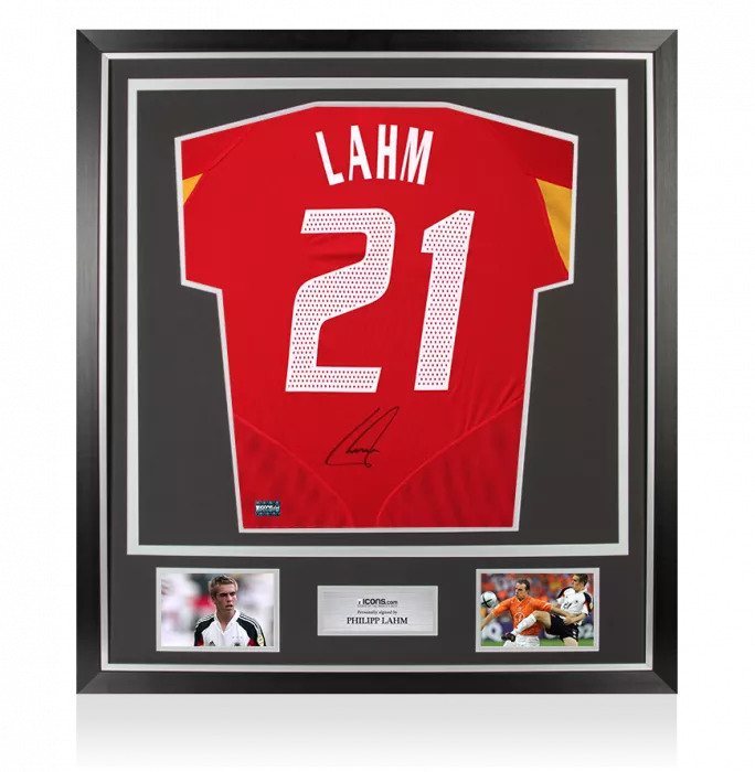 icons Philipp Lahm Back Signed Germany 2004-06 Third Shirt In Classic Frame