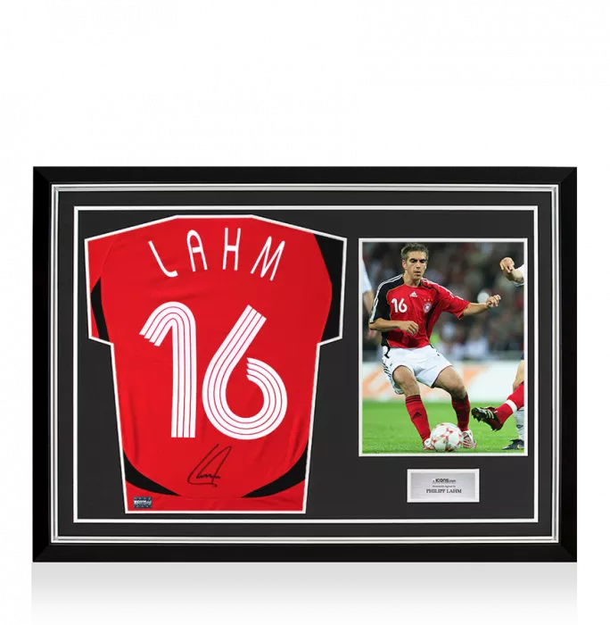 icons Philipp Lahm Back Signed Germany 2005-07 Away Shirt In Hero Frame: Option 1