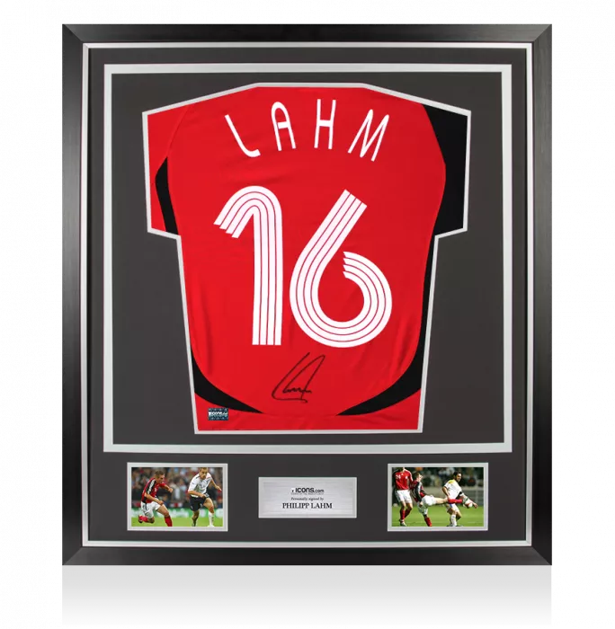 icons Philipp Lahm Back Signed Germany 2005-07 Away Shirt In Classic Frame