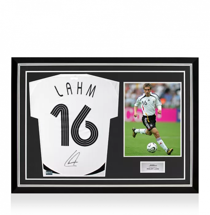 icons Philipp Lahm Back Signed Germany 2005-07 Home Shirt In Hero Frame: Option 1