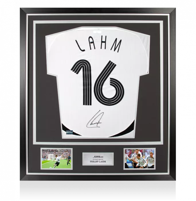 icons Philipp Lahm Back Signed Germany 2005-07 Home Shirt In Classic Frame