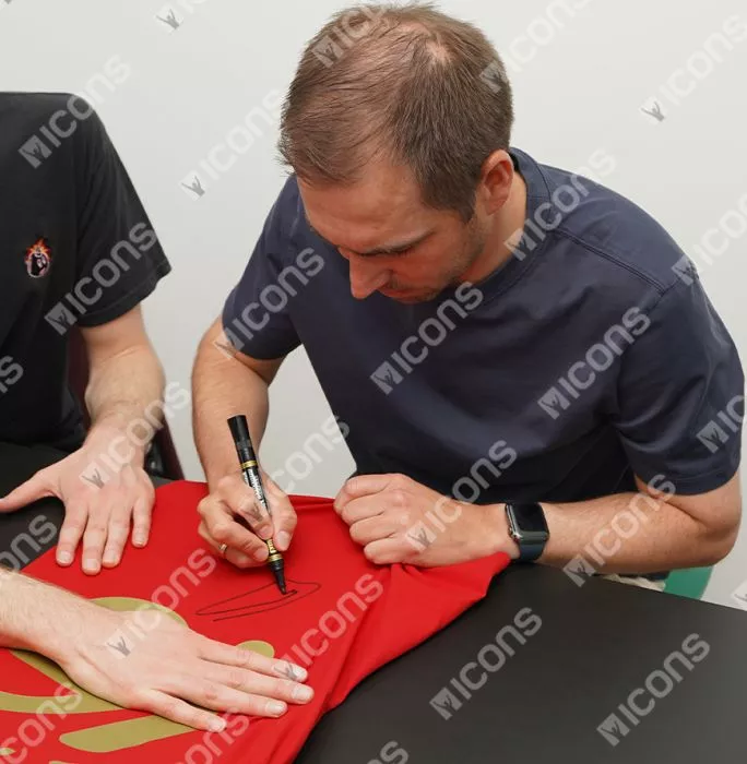 Icons Philipp Lahm Back Signed Germany 2008-09 Away Shirt In Hero Frame: Option 1
