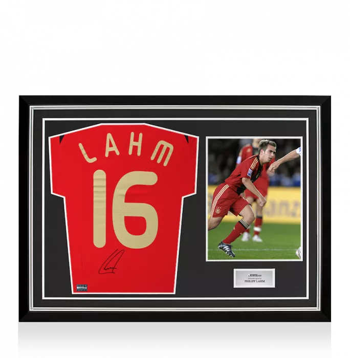 icons Philipp Lahm Back Signed Germany 2008-09 Away Shirt In Hero Frame: Option 1