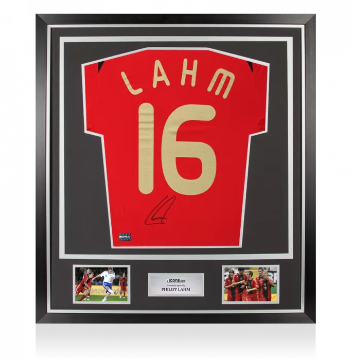 icons Philipp Lahm Back Signed Germany 2008-09 Away Shirt In Classic Frame