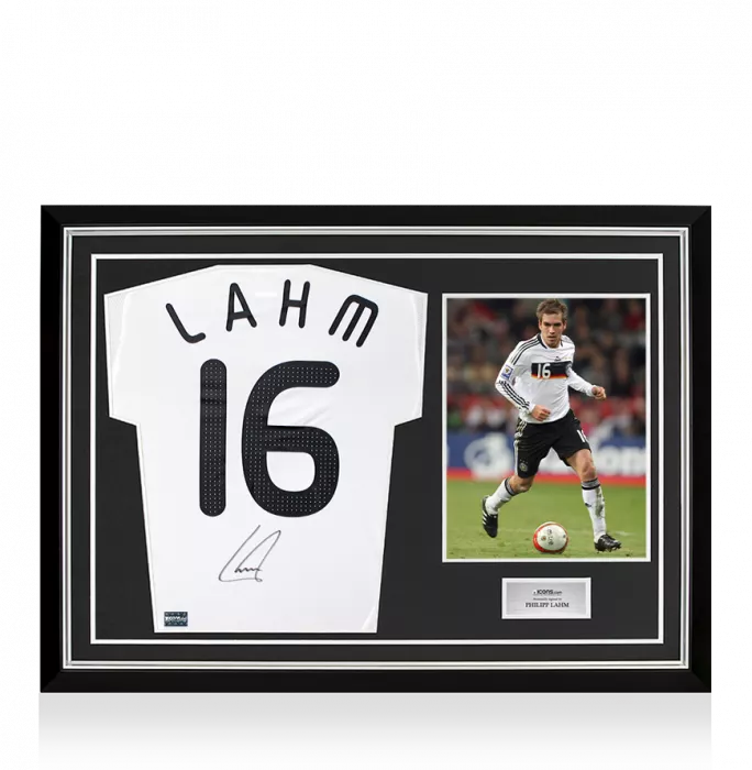 icons Philipp Lahm Back Signed Germany 2008-09 Home Shirt In Hero Frame: Option 1