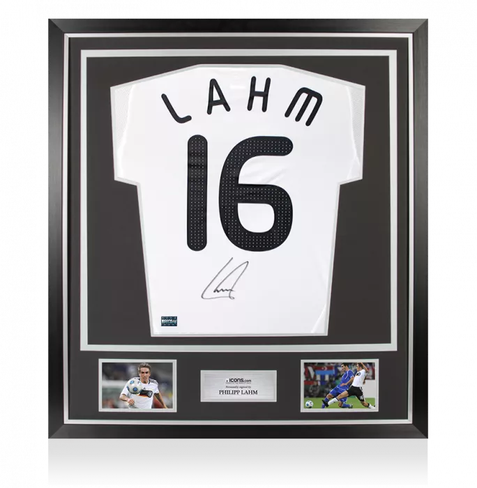 icons Philipp Lahm Back Signed Germany 2008-09 Home Shirt In Classic Frame