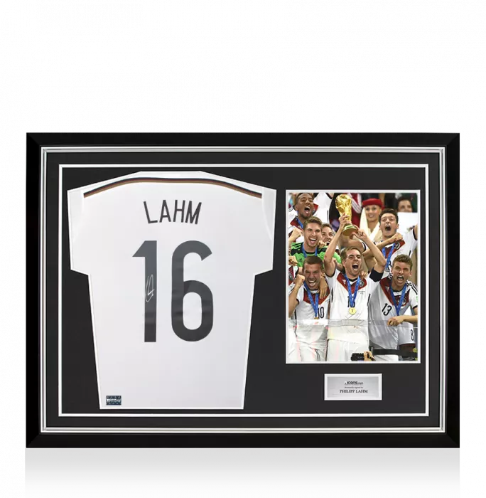 icons Philipp Lahm Back Signed Germany 2014 Home Shirt In Hero Frame: Option 1