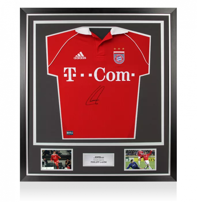 icons Philipp Lahm Front Signed FC Bayern Munich 2005-06 Home Shirt In Classic Frame