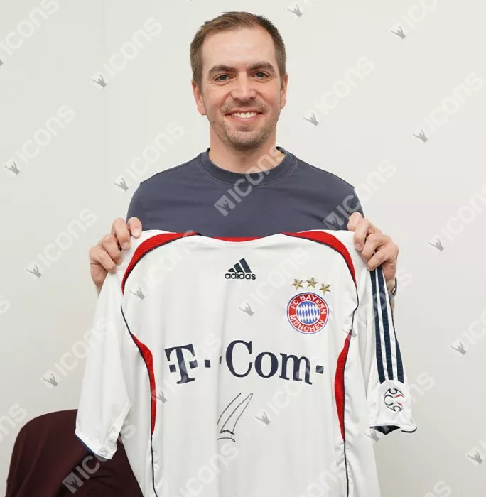 Icons Philipp Lahm Front Signed FC Bayern Munich 2006-07 Away Shirt In Hero Frame: Option 1