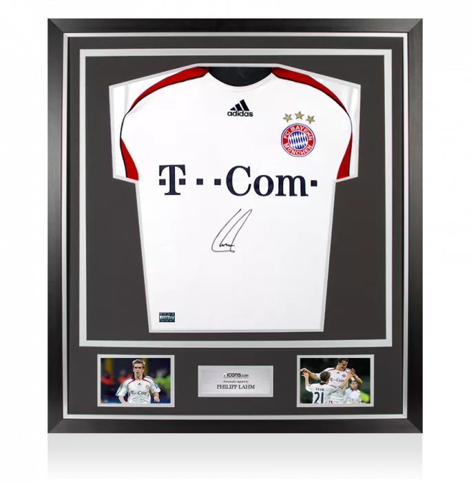 icons Philipp Lahm Front Signed FC Bayern Munich 2006-07 Away Shirt In Classic Frame