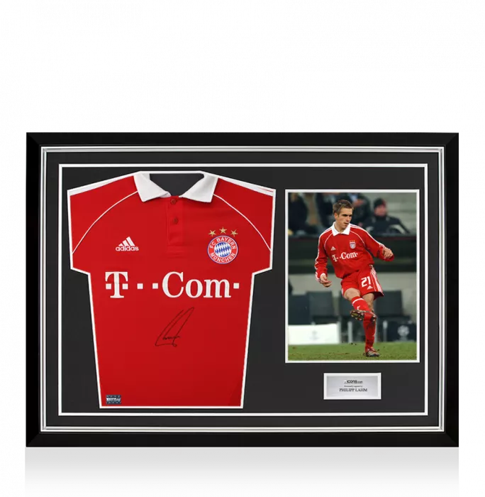 icons Philipp Lahm Front Signed FC Bayern Munich 2006-07 Home Shirt In Hero Frame: Option 1