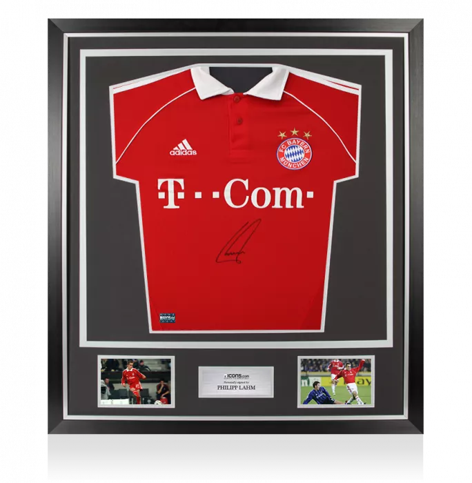 icons Philipp Lahm Front Signed FC Bayern Munich 2006-07 Home Shirt In Classic Frame