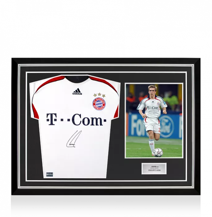 icons Philipp Lahm Front Signed FC Bayern Munich 2006-07 Away Shirt In Hero Frame: Option 1