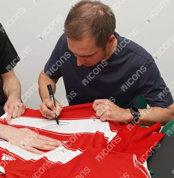 Icons Philipp Lahm Front Signed FC Bayern Munich 2007-08 Home Shirt In Hero Frame: Option 1