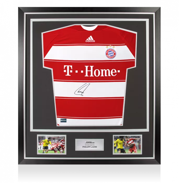 icons Philipp Lahm Front Signed FC Bayern Munich 2007-08 Home Shirt In Classic Frame