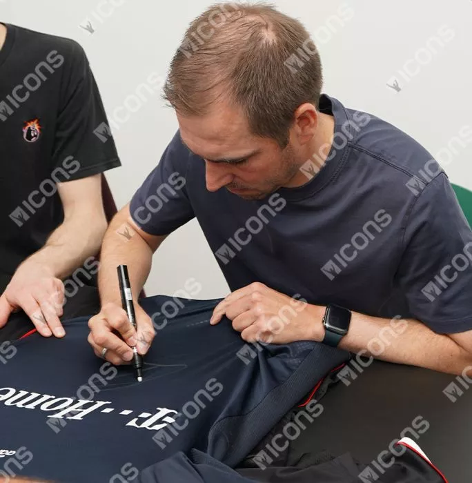 Icons Philipp Lahm Front Signed FC Bayern Munich 2008-09 Away Shirt In Classic Frame